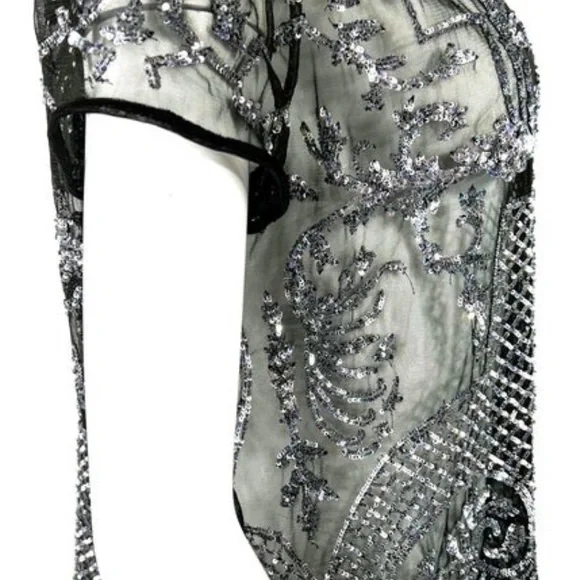 RARE Couture Libertine Embellished Black Sequin Top L - Picture 4 of 13